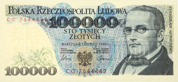 100000 złotych 1990