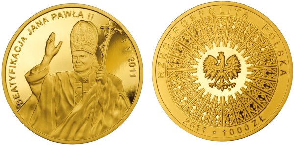 1000 złotych Papież 2011