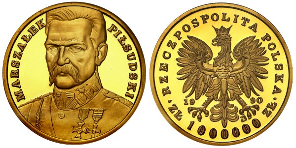 1000000 złotych Józef Piłsudski 1990