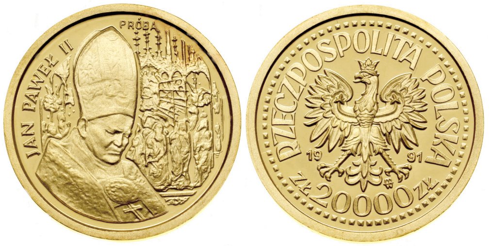 20000 złotych Jan Paweł II 1991